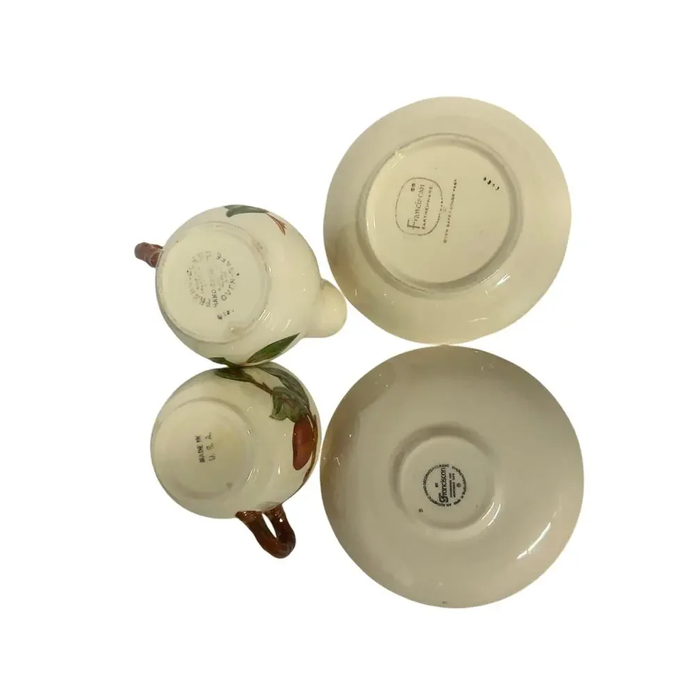 Franciscan Red Apple 7 Pieces-Berry Bowls (2) Creamer (1) Cup (1), Saucers (3)